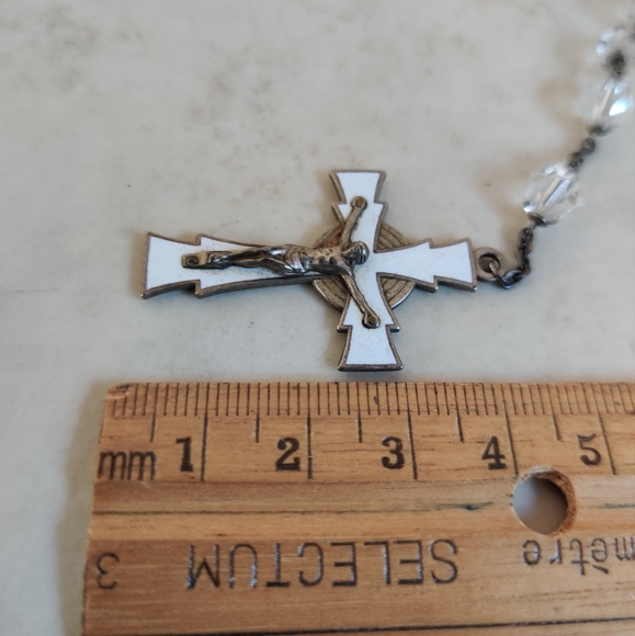 Vintage MCM Silver and Enamel Catholic Rosary Original Box - Picture 14 of 15